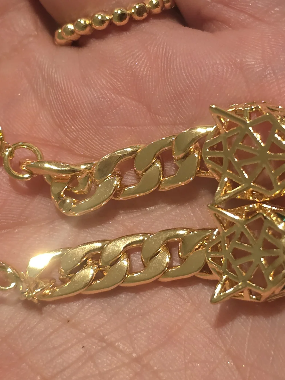 22kgp Dubai Gold Geometric Drop Chain Earrings - Women Jewelry